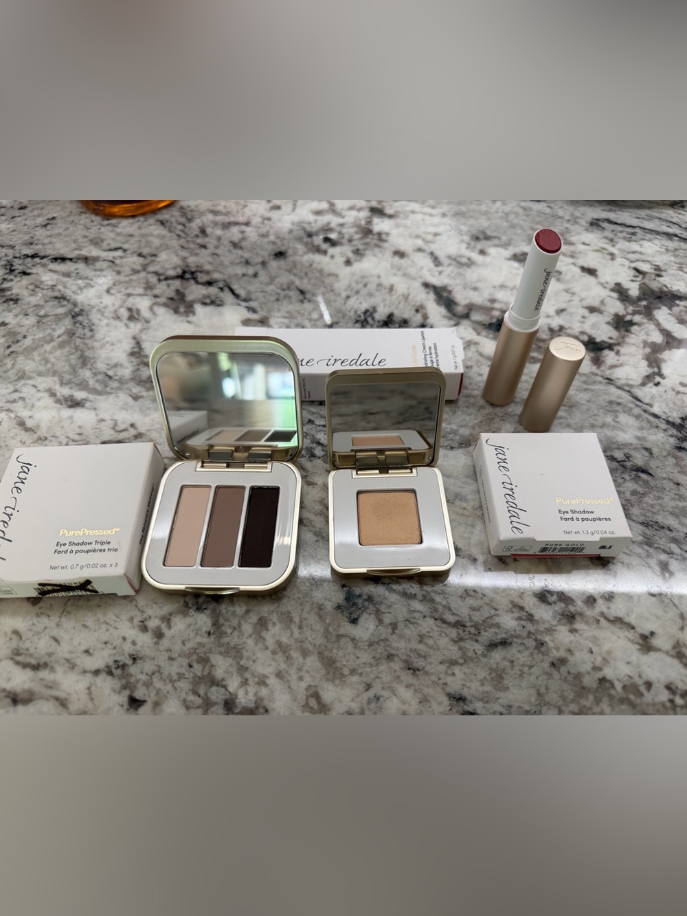 jane iredale Neutral Matte Trio with Shimmering Gold Single and Pink Lip Pencil